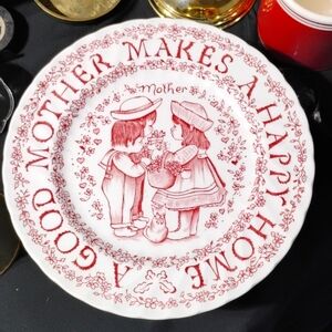 Royal crownford mother plate rose color ribbon sides